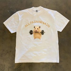 Áo Thun In Họa Tiết Hamster Giơ Tạ