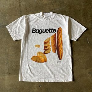 Áo Thun In Họa Tiết Bánh Mì Baguette Retro